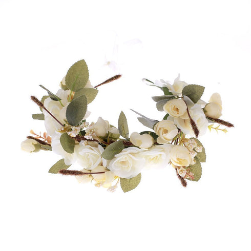 Rose Flower Headband Floral Crown Garland Halo (Ivory)...