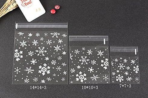 AKOAK 100 Count Resealable Clear Snowflake Bags Sweets Cookies Lollipops Cake Cellophane Bags Packaging Candy Cookie Plastic Bag Wedding Birthday ...