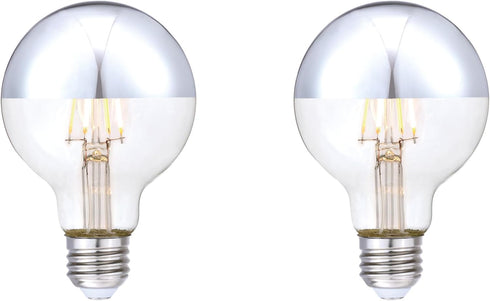 Westinghouse 51691EC2 4.5 Watt (40 Watt Equivalent) G25 Dimmable Half Chrome Filament LED Light Bulb, E26 Medium Base, 2 Pack...