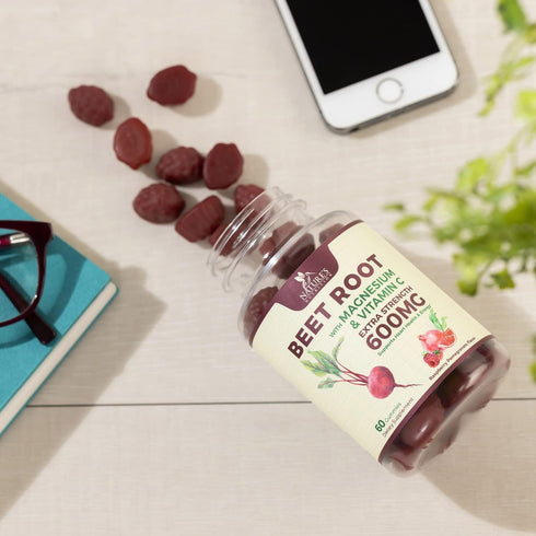 Beet Root Soft Chews with Beetroot - Energy & Heart Health Support Supplement, Supports Nitric Oxide Production, Vegan, Non-GMO, Superfood Beets R...