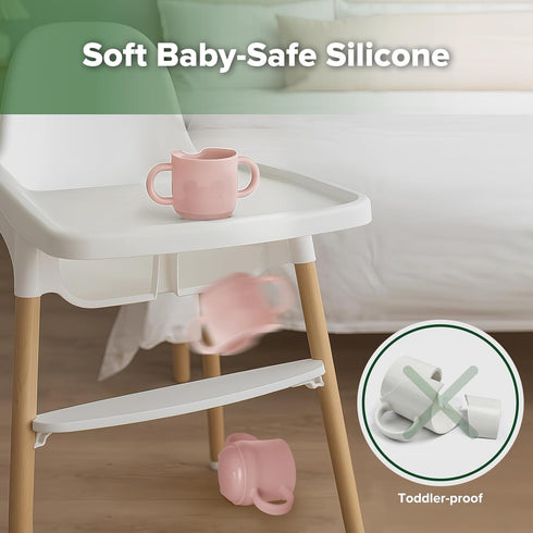 haakaa Silicone Toddler Cups, BPA Free Drop-Proof Training Cups for Baby 6 Months+, 5 Ounce (Blush)...