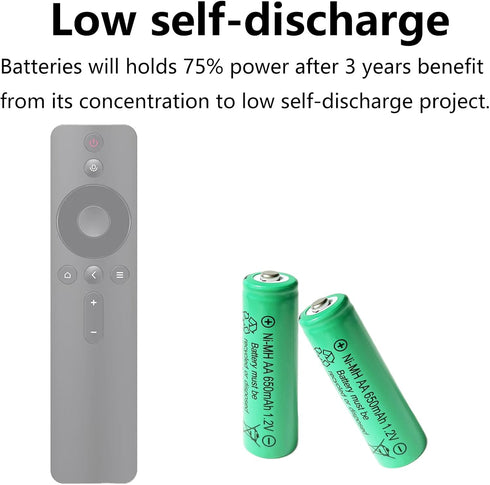 12 Counts AA 650mAh NiMH Rechargeable Batteries,1.2V Double A Battery for Outside Solar Lawn Light...