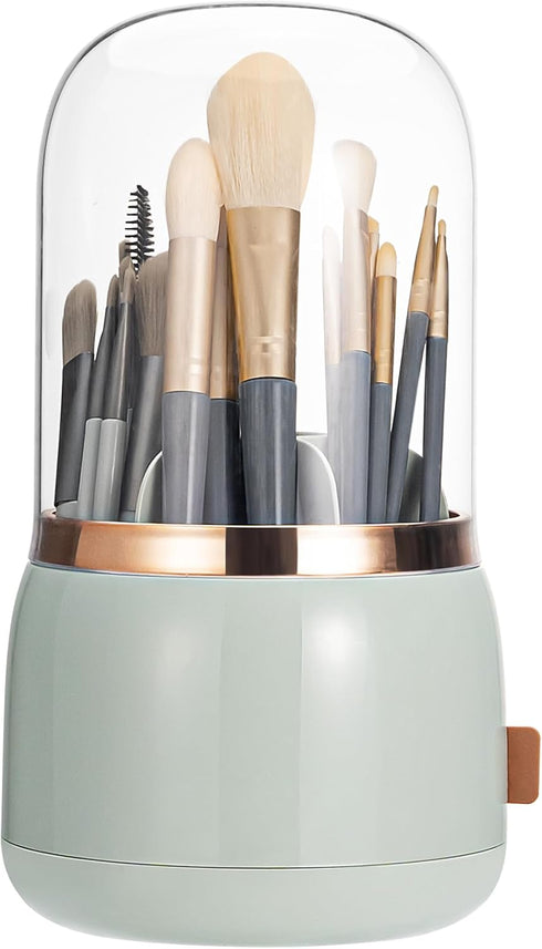 Makeup Brush Holder Organizer with Lid,360 Degree Rotatable Dustproof Makeup Brushes Organizer,Suitable for Bathroom Vanity Desktop Lipstick (ligh...