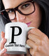 Custom Ceramic Coffee Mug 11 Ounces Alphabet Letter Monogram P White Tea Cup Personalized Text Here...