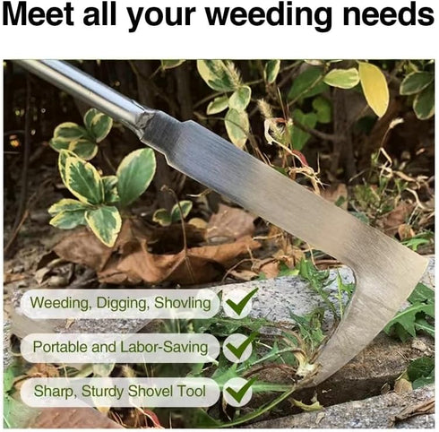 2Pcs Dritnow Weed Puller Tool and Crack Weeder, Paver Crevice Uprooting Weeding Removal Tool, 4 Claw Manual Pulling Weeders with Wood Handle for G...