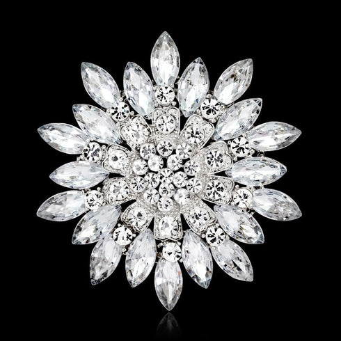 Exquisite Crystal Flower Corsage Bouquet Brooch Pin for Women Girls Rhinestone Floral Lapel Pins Clip Sweater Coat Scarves Dress Suit Badges Brooc...