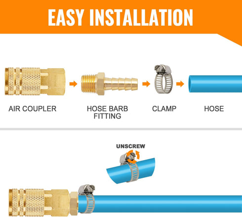 SUNGATOR Hose Barb Fittings 5/8 Inch Barb × 1/2 Inch NPT, Brass Air Hose Barb Fittings, 5/8" Barb to 1/2" NPT Male Hose to Pipe Fitting Adapter Co...