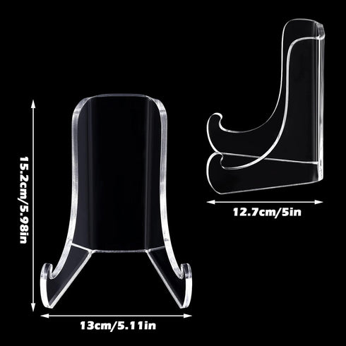 Chunful 2 Pieces Acrylic Plate Stands Clear Acrylic Easels Display Stands with Deep Support Shelves for Display Card Holder Photos Book Picture Ta...
