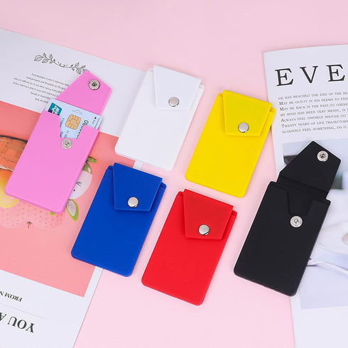 BIAJIYA Phone Wallet Card Holder Silicone Wallet Stick-on ID Credit Card Pocket for Smartphones (5PC-Snap)......