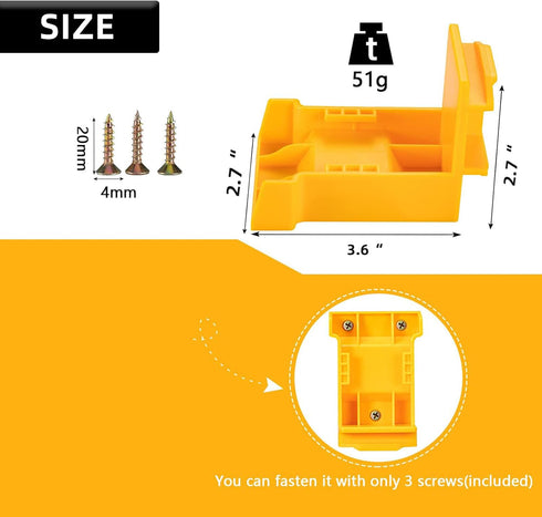 2 in 1 Tool Mount Hanger/Dock Compatible for Dewalt 20V Drill; Battery Holder Hanger/Dock Compatible for DCB203 DCB206 DCB200 Battery,Also fit for...