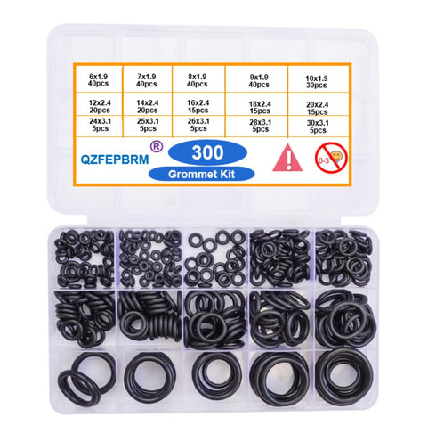 15 Size Rubber O Ring Set, 300 PCS Black Small O Rings Assortment Kits,Assorted Metric Sealing Washer for Automobiles Plumbing Faucet Water Air or...