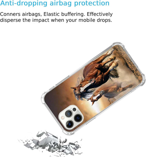 Brown Horses Case Compatible with iPhone 13 Pro, Running Horses Case for iPhone 13 Pro, Trendy TPU Bumper Phone Case Cover...