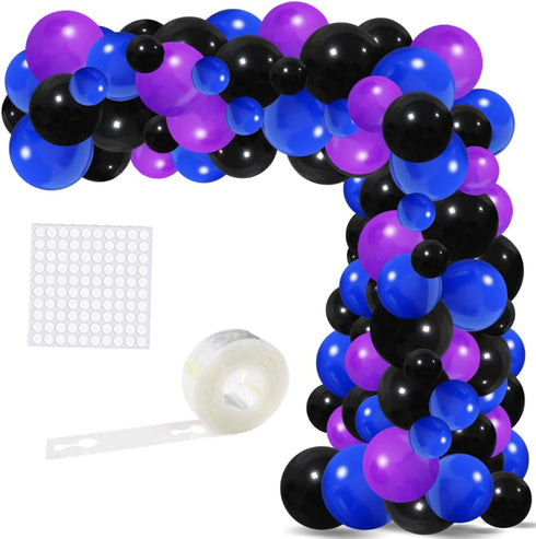 Blue Black Purple Balloon Arch Garland Kit - 125PCS Purple Blue Balloons Blue Silver Black Balloons Video Game Birthday Decorations for Video Gami...