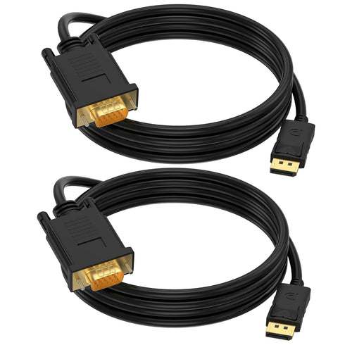 (in) DisplayPort to (Out) VGA Adapter DP to VGA Cable Male to Male Gold-Plated for Computer, Laptop,Monitor, TV, Projector (NOT Bidirectional,) (3...