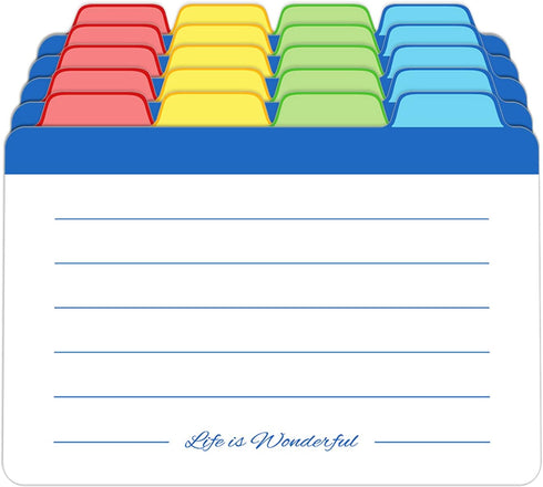 Index Cards Guide Dividers 4x6 inches, the Blank Index Cards Guide, 1/4 Cut Tabbed Note Cards, File and Recipe Guides, 400gsm Paper, Assorted Colo...