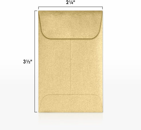 LUXPaper #1 Coin Envelopes | 2 1/4" x 3 1/2" | Blonde Metallic | 80lb. Text | 50 Qty...