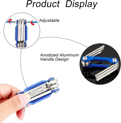 Folding Allen Wrench Set Multifunction Folding Hex Key Set Portable Fold Up Hex Wrench Set for Repairing Road and Mountain Bikes(6 in 1)...