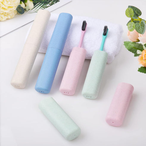 4 Pack Travel Toothbrush Case Portable Toothbrush Carrier Case Plastic Toothbrush Storage Case Cover Toothbrush Cup Container for Traveling, Campi...