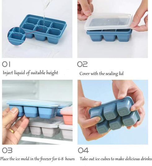 Ice Cube Trays for Freezer 3 Pack - Mini Ice Cube Trays with Lid & Easy-Release Silicone Bottom, Stackable Small Ice Cube Molds for Mini Fridge/Tr...