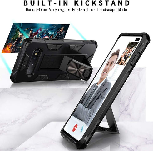 for Samsung Galaxy S10 Plus Case Military Grade Built-in Kickstand Case Holder Armor Heavy Duty Shockproof Cover Protective for Samsung Galaxy S10...