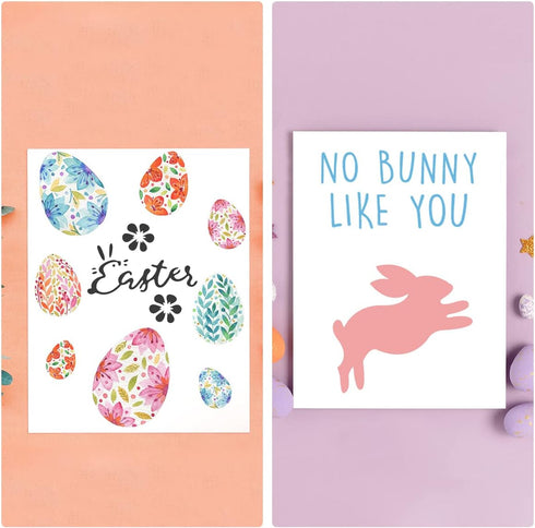 Easter Stencils for Painting on Wood Slice, 20 Pcs Reusable Stencil Set Including Bunny Eggs Happy Easter for Easter Party Decorations, Easter Gif...