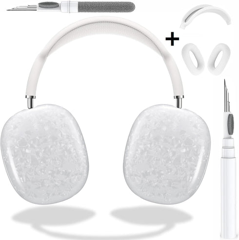 for Cute Glitter Airpods Max Case with Cleaner Kit, Anti-Scratch Shell Pattern Ear Pad Case Cover/Ear Cups Cover/Headband Cover for AirPods Max Co...
