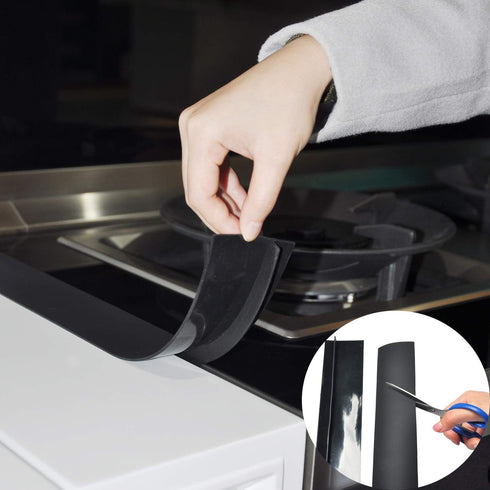 Silicone Kitchen Stove Counter Gap Covers, Anti-Slip Non-Tacky Filler Seals Spills Between Counter, Stovetop, Oven, Washer, Set of 2 (21 Inches, Black) by Gosmol