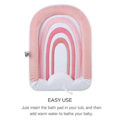 PandaEar Baby Bath Pad for Infant Newborn | Bath Seat Soft Rainbow Cushion Mat for Sink Bathtub Essentials Shower Gift (Pink)...