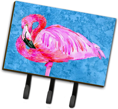 Caroline's Treasures 8686TH68 Flamingo Leash or Key Holder, Wall Hooks, Key Hooks Holder, Coat Rack Wall Mount, Coat Hooks, Hooks for Hanging Keys...