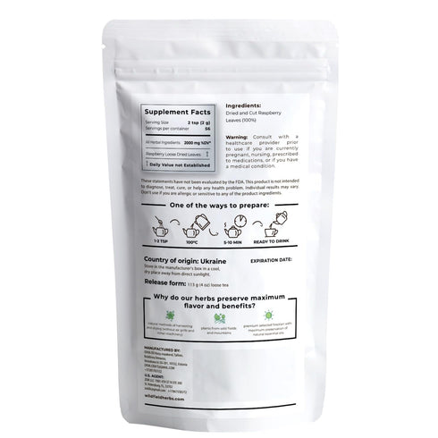 4 oz. Raspberry Leaf Tea Rasberry Leaf Herbs (Rubus idaeus folium) - 113g Rasberry Leave Tea Hojas de frambuesa...