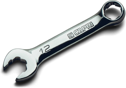 Capri Tools 12 mm WaveDrive Pro Stubby Combination Wrench for Regular and Rounded Bolts...