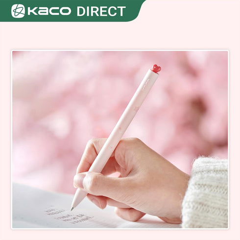 Kaco FIRST Gel Pens Cute Stationery, Pack of 2 Pieces Heart Pen Set with Extra 4 Black Refills (2 Pink)...
