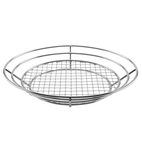 G.E.T. 4-84814 12.5" x 9.25" Stainless Steel Oval Basket with Raised Grid Base, Clipper Mill (Qty,1)...