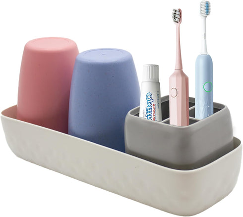 Toothbrush Holder Toothpaste Holder for Bathroom Vanity Organizer Countertop with Bathroom Cups, Electric Toothbrush Holder, Kids Bathroom Decor, ...