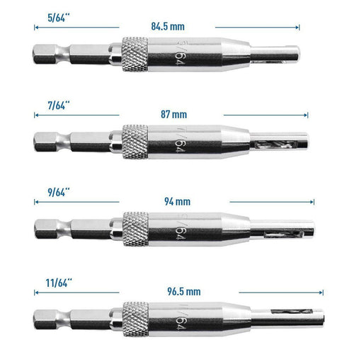 4Pcs Door Self-centering Hinge Drill, Window Hole Opening Center Drill Bit Hole Puncher Woodworking Tools 5/64'' 7/64'' 9/64'' 11/64''...