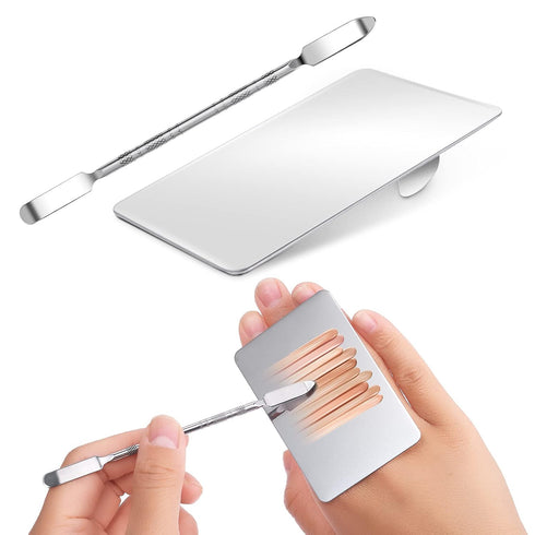 Makeup Mixing Palette Stainless Steel Foundation Palette with Spatula Professional Cosmetic Palette for Mixing Foundation Eye Shadow Nail DIY Art...