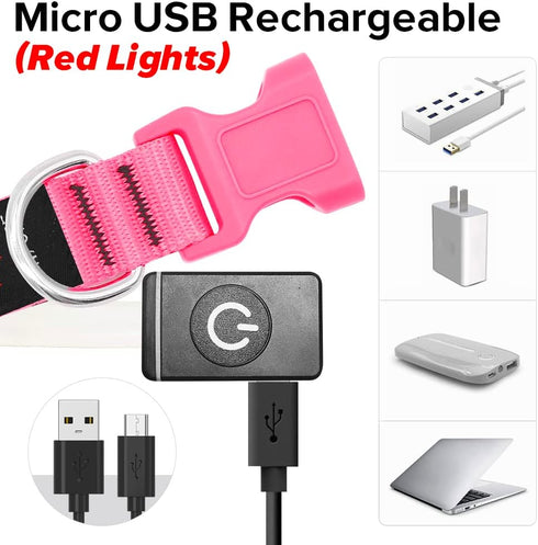LED Dog Collar, USB Rechargeable Light Up Dog Collar Lights, Adjustable Comfortable Soft Mesh Safety Dog Collar for Small, Medium, Large Dogs(Smal...