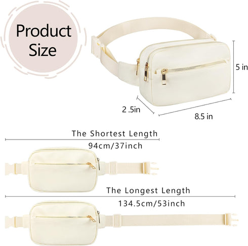 Fashion Fanny Bag-Waist Pack With Adjustable Belt Bag-Unisex Crossbody Pack For Travel Running Hiking-Beige...