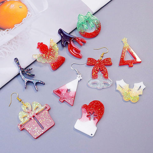 Christmas Resin Earring Molds Christmas Tree Elk Snowflake Earring Resin Molds Christmas Silicone Molds for Resin Crafts Resin Jewelry Making Kit ...