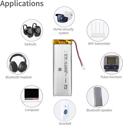 EEMB Lithium Polymer Battery 3.7V 3700mAh 103395 Lipo Rechargeable Battery Pack with Wire JST Connector for Speaker and Wireless Device- Confirm D...