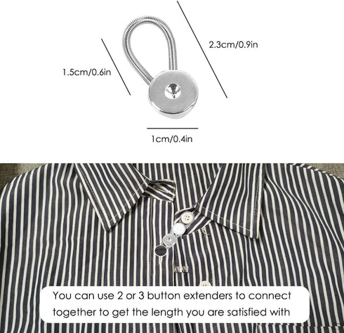 12PCS Collar Extension,Comfortable Invisible Spring Adjustment Button Extension Button,Suitable for Dresses, Shirts,Cuffs, Suit Pants (Black, Whit...