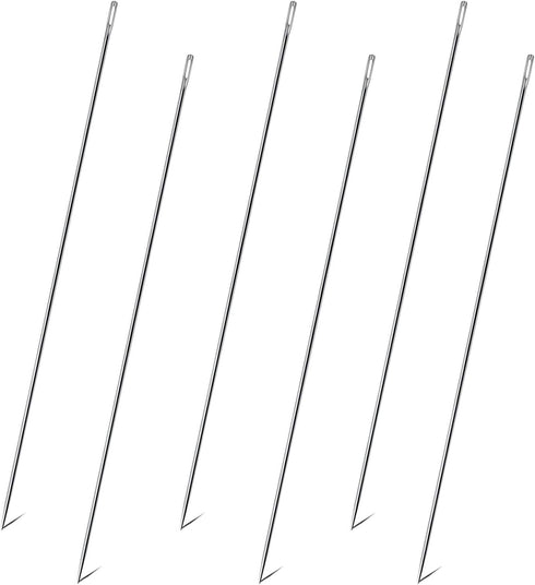 Mudder 6 Pieces 12 Inch Upholstery Needles Long Straight Hand Sewing Needles Large Eye Stitching Needles for Home Upholstery Webbing Carpet Leathe...