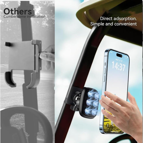Golf Cart Magnetic Phone Mount & Holder Compatible with MagSafe, Strong Magnet for Phone Mounting, Compatible with EZGO/Club Car/Yamaha, with 2 Me...