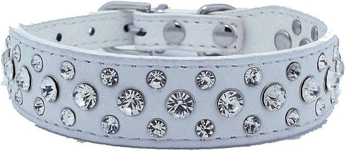 Bling Rhinestone PU Leather Crystal Diamond Pet Dog Cat Puppy Collar Black S M L XL(White,L)...