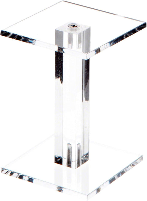 Plymor Clear Acrylic Square Barbell Pedestal Display Riser 4.375" H x 3" W x 3" D (3/16" thick)...