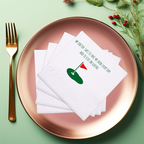 Funny Golf Ball Cocktail Napkins 50Pcs My Doctor Says To Take Iron Every Day Live On Greens Disposable Napkins For Golfer Country Club Cave Bar Gi...