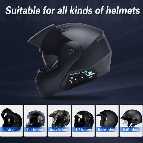 Geva Motorcycle Helmet Bluetooth Headset,BT-22 Outdoor Waterproof Motorcycle Bluetooth Helmet Headset,70 Hours Playing time High Sound Quality Sys...