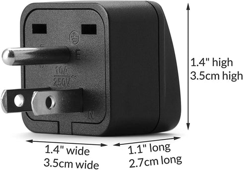 2-Pack ALINNA US Travel Plug Adapter, EU to US Plug Adapter, Universal EU UK AU CN JP to USA (Type B), Grounded 3 Prong USA Wall Plug Adaptor Outl...