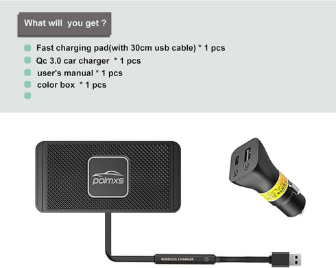 Wireless Charger Car Charging pad,POLMXS 15W Fast Wireless Phone Charger Non Slip Cell Phone Flat Charging mat Compatible with iPhone 11/12/12/14/...