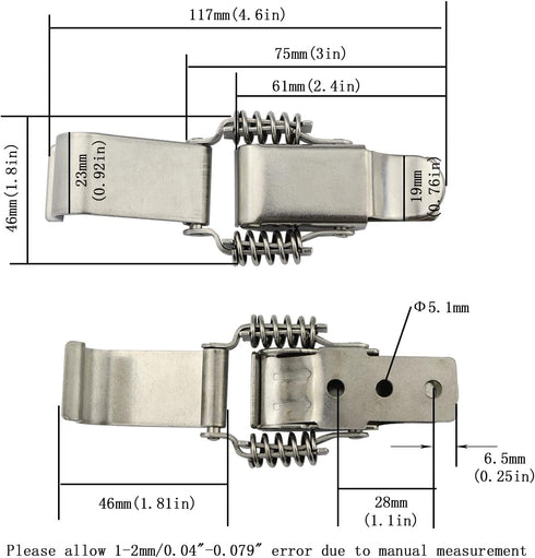 NRC&XRC Stainless Steel All in one Double Spring Locking Latch hasps Chest Toggle Catch Clasp Furniture Hardware Accessories w/Screws (2, L), DK 7...